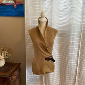 Lauren Ralph Lauren knit wrap vest with leather tab. Size petite small